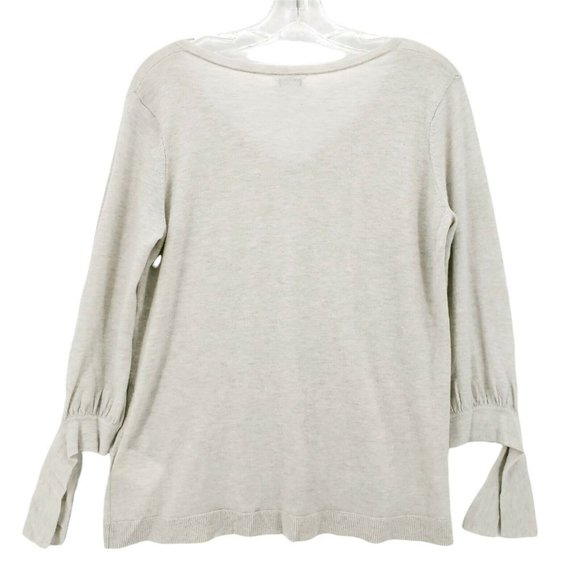 Club Monaco 100% Cashmere Beige Lightweight Knit Top Tie Sleeve Size LARGE - Picture 2 of 7